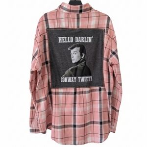Conway Twitty NEW Upcycled Plaid Dlannel Shirt Hand Crafted